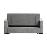 ZUN Modern Home Furniture Solid Wood Frame Sofa with Pull-Out Bed Gray Fabric Upholstered 2x Pillows B011125789