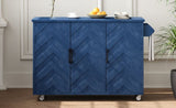 K&K 51.2"W 3D Wave Stripes Ash Veneer Island with Drop Leaf, Farmhouse N707P207915E