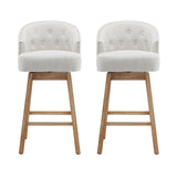 33.25" Swivel Counter Stools Set of 2, Upholstered Counter Height Bar Stools with Solid Rubber Wood WF532109BGE