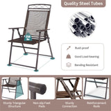 ZUN 4pcs Patio Folding Sling Chairs Camping Chair,Steel,Coffee Color 30210873