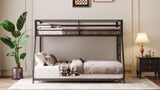Metal Bunk Bed Twin Over Full Size with Removable Stairs, Heavy Duty Sturdy Frame for Teen & Adults, W1820P294093