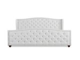 Marcella Upholstered Shelter Headboard Bed Set, King, Bright White Polyester B2719P238227