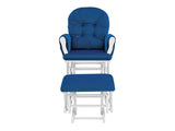 Mason Glider and Ottoman White Wood and Navy Fabric B022P174718