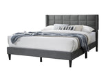 Elegant Modern Gray Brushed Linen 1pc Queen Size Bed Upholstered Box Design Headboard Bedframe B011P238938