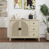 Rattan 2 Door 3 Drawer Cabinet, Suitable for Bedroom, Living Room, Study W688P223037