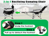 Outdoor Reclining Camping Lounge Chair 95&deg-160&deg Adjustable Angle Carbon Steel Frame Heavy Duty 28821678