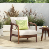 28" Outdoor Lounge Chair with Woven Backrest, Solid Wood Frame, Comfortable Cushions, and Curved N767P255015D