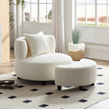 ZUN Modern Chair, Single Teddy Fabric Sofa Chair with Ottoman,SideTable, Foot Rest Comfy chair for W2582P179752