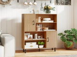 4-Tier Open Shelf Storage Cabinet with 2 Doors, 176 LBS Total Capacity for Entryway & Living 30250140