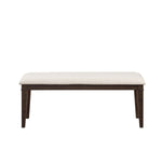 ZUN Dark Brown Finish 48-inch Bench 1pc Beige Fabric Upholstered Seat Classic Look Dining Wooden B011P196948