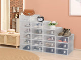 Shoe Storage Boxes 18 Pack Clear Plastic Stackable - White 71099697