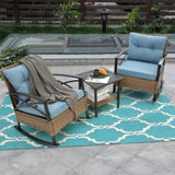 ZUN 3pcs rocking rattan set wholesale leisure chair outdoor rattan rocking chair set grey W640134153