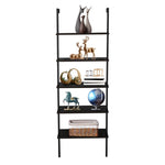 ZUN 5-Shelf Wood Ladder Bookcase with Metal Frame, Industrial 5-Tier Modern Ladder Shelf Wood 64446382