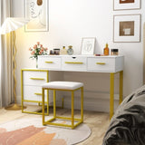 Makeup Vanity Set with Mirror , Dresser Table with Nightstand , with 4 Drawers W331P246722