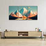 ZUN 3 Panels Framed Abstract Wood Grain Boho Style Mountain & Forest Canvas Wall Art Decor,3 Pieces W2060P155345