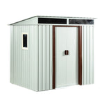 ZUN 6ft x 5ft Outdoor Metal Storage Shed With window White 40346165