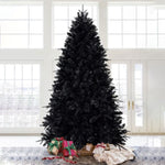 ZUN 9ft Pre-Lit Black Christmas Tree, Full Halloween Xmas Artificial Tree 3176 Branch Tips, 750 Lights, W1773P203628