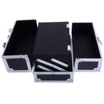 ZUN SM-2176 Aluminum Makeup Train Case Jewelry Box Cosmetic Organizer with Mirror 9"x6"x6" Black 12276436