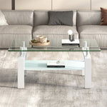 ZUN Tempered Clear Glass Coffee Table, 2-Layers Coffee Table Living Room Center Table W1718120236