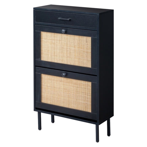 ZUN 2 buckets with a drawstring, rattan face, iron high foot shoe cabinet 54209496