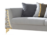 Contessa Modern Fabric Sofa with Gold Metal Arm Accents in Gray B009P466434
