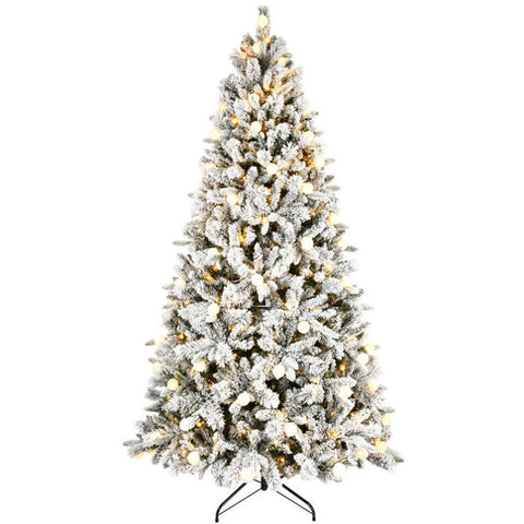 7.5ft Flocked Christmas Tree with 400L Colorful LED Lights with G45 ball, Realistic PEPVCHard 69213231