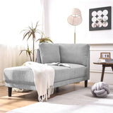ZUN [New+Video]65" Mid-Century Modern Linen Fabric Corner Lounge Chair, Upholstered Indoor Chaise WF320554AAE