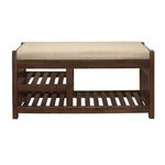 ZUN Transitional 1pc Storage Bench with 2 Open Shelves Hidden Drawer Upholstered Cushioned Seat B011P180234