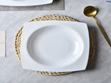 9.25 Inch Square Pasta Bowls Set of 6, 17oz White Porcelain Soup Plates, Microwave & Dishwasher Safe 15883057
