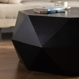 38"Three-dimensional Embossed Pattern Design American Retro Style Coffee Table,Black Tabletop W757134932