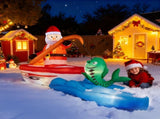 10FT Lighted Christmas Inflatable Decoration, Inflatable Santa Fishing on Boat, Funny Blow Up Yard 44666240