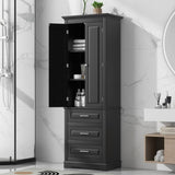 ZUN Tall Storage Cabinet with Three Drawers for Bathroom/Office, Black WF299282AAB