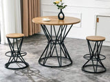 Single package bar, table, chair set.31.5-inch wood grain MDF tabletop with black metal frame, W1151P434793