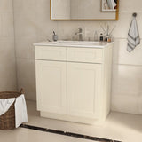30"in. W x 21"in. D x 34.5"in. H in Antique White Plywood Ready to Assemble Floor Vanity Sink Base T3210P297522