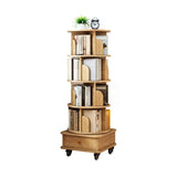 5 Tier Rotating Bookshelf, 360&deg Display Round Spinning Bookshelf with Wheels,-Saving, Small 82303381