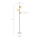 ZUN 3-Globe Light Floor Lamp with Marble Base B03599272