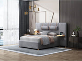 Queen Upholstered Platform Bed, Two Outlets and USB Charging Ports on Both Sides, Two Bedside 09306383