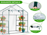 Mini Walk-in Greenhouse with PVC Cover, 4-Shelf Indoor Outdoor Planting Green House for 87986712