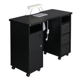 ZUN MDF Double Cabinet 3 Drawers 1 Door With Fan Manicure Table Black 33888611