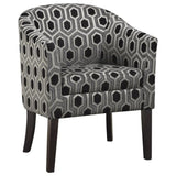 Grey and Black Hexagon Print Barrel Back Accent Chair B062P153761