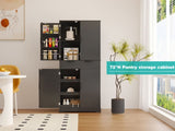 72"H Kitchen Pantry Cabinet with 3 Keyboard Drawers, Freestanding Bathroom Cabinet with 6 Door W2917P294985