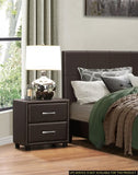 Contemporary Design 1pc Bedroom Furniture Two Drawers Nightstand Silver Tone Bar Pulls Faux Leather B011P183623