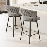 ZUN 360&deg;Swivel Bar Chairs set of 2, equipped with soft cushioned backrest counter stool, metal leg W1727P234205