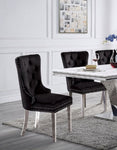 ZUN Contemporary Black Color Flannelette 2pcs Side Chairs Button-Tufted Upholstered Dining Chairs B011P208974