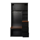 U-Can Modern Entryway Bench with Coat Rack, 3 Shelves and Drawers, 3 Sturdy Hooks, 40.2'' Wide Hall N724P264676B