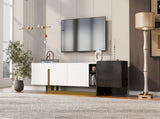 VIBE HAUS 66.7'' Light Luxury TV Stand for TVs up to 70 Inches, Modern TV Cabinet with Metal Legs, 1 N724P321446K