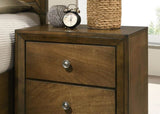 Walnut Finish 1pc Nightstand Transitional Style Bedside Table 2-Drawers Zinc Iron Bronze Metal Knob B2741P326707