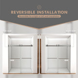 56"-60"W x 76"H Frameless Door, Double Sliding Door, 3/8'' Clear Tempered Glass W2011P197891
