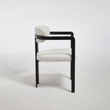 Modern Dining Room Chairs Set of 2, Mid-Century Upholstered Boucle Kitchen Dining Chairs with Black W3244P337430