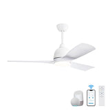 ZUN 54 Inch White ABS Ceiling Fan With 6 Speed Smart Remote Control Dimmable Reversible DC Motor For 36014381